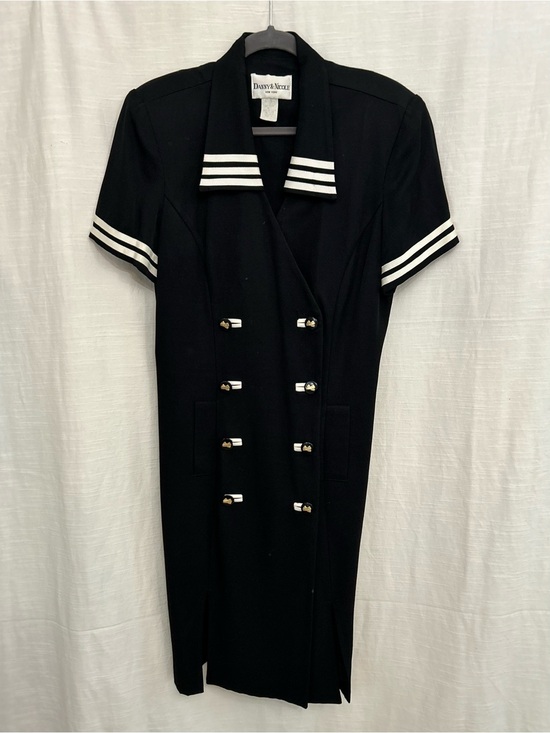 Danny & Nicole Dresses & Skirts - Danny & Nicole Black Double Breasted Nautical Sailor Dress with Stripe Collar